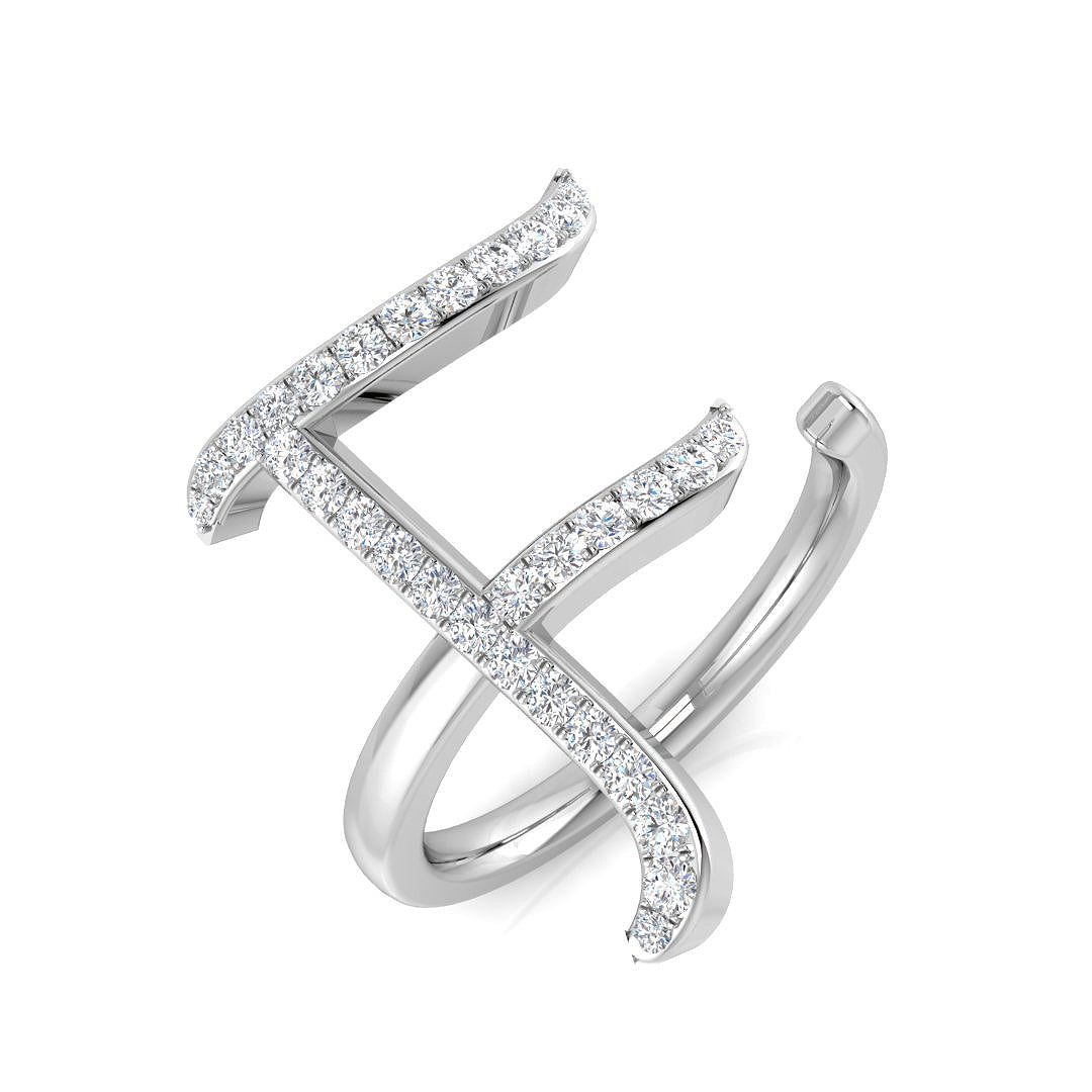 0.35 Carat Round Diamond Micro PavŽ Letter F Initial Ring