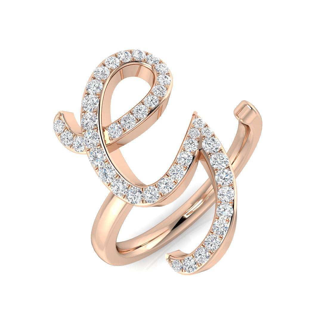 0.40 Carat Round Diamond Micro PavŽ Letter G Initial Ring