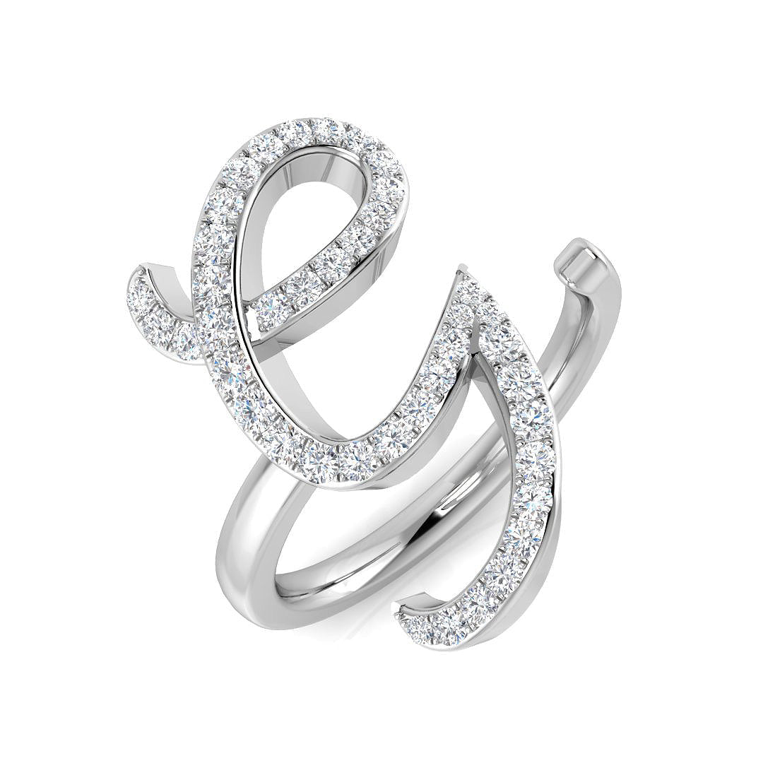 0.40 Carat Round Diamond Micro PavŽ Letter G Initial Ring