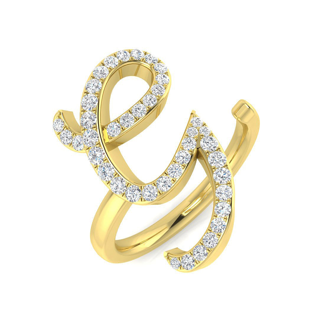 0.40 Carat Round Diamond Micro PavŽ Letter G Initial Ring