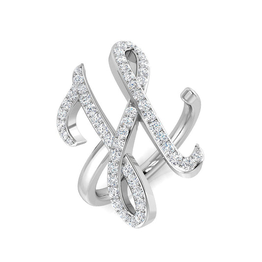 0.55 Carat Round Diamond Micro PavŽ Letter H Initial Ring