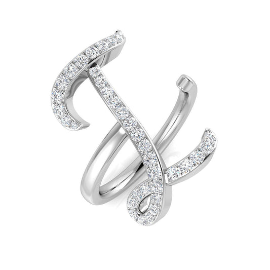0.45 Carat Round Diamond Micro PavŽ Letter I Initial Ring