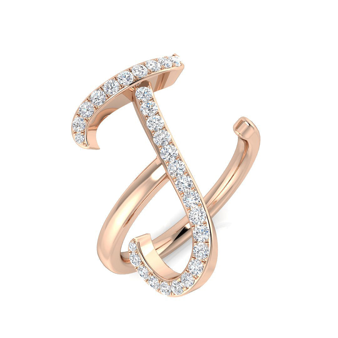0.38 Carat Round Diamond Micro PavŽ Letter J Initial Ring