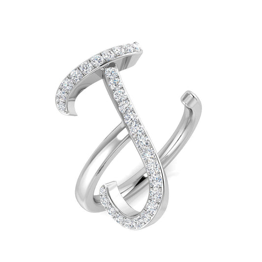 0.38 Carat Round Diamond Micro PavŽ Letter J Initial Ring