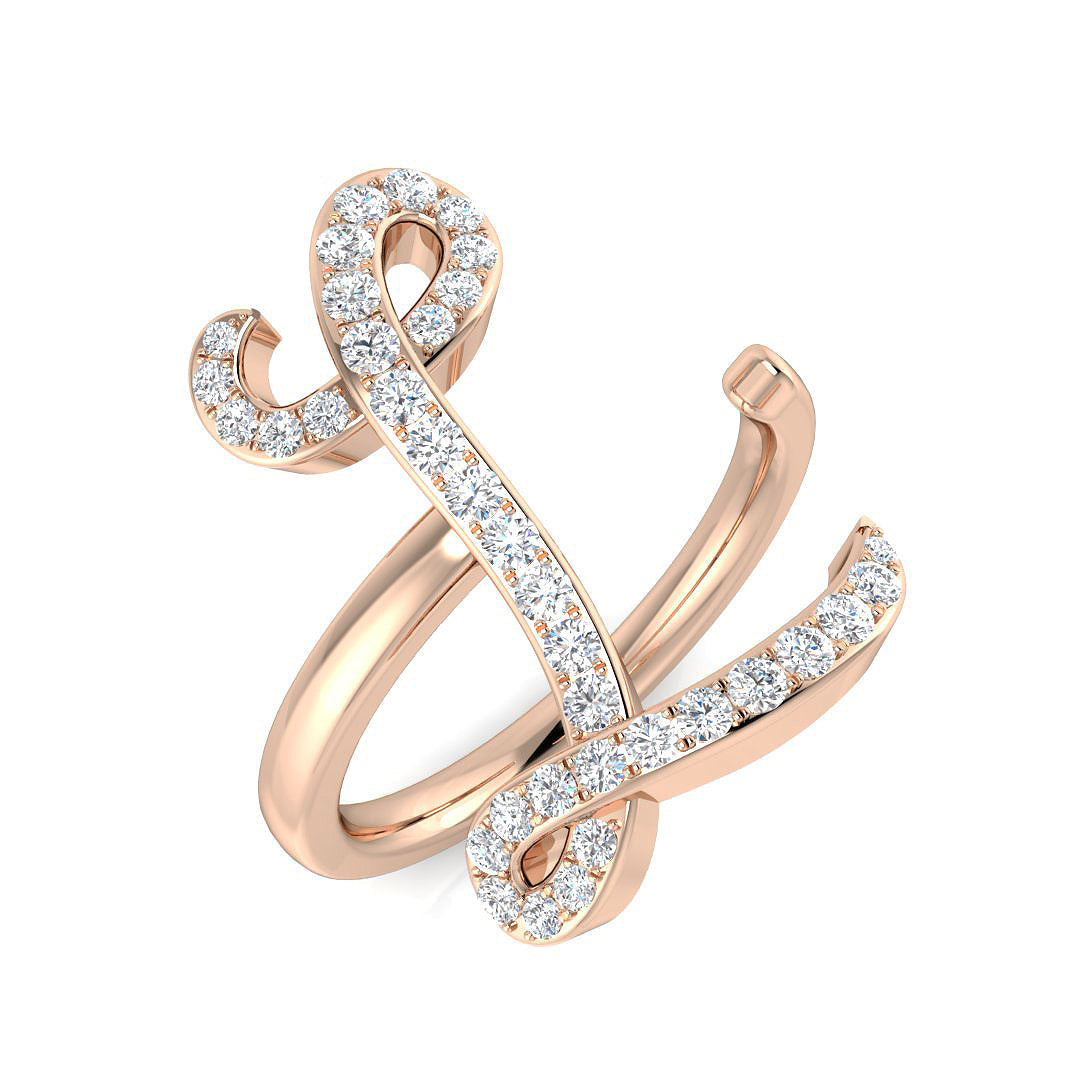0.40 Carat Round Diamond Micro PavŽ Letter L Initial Ring