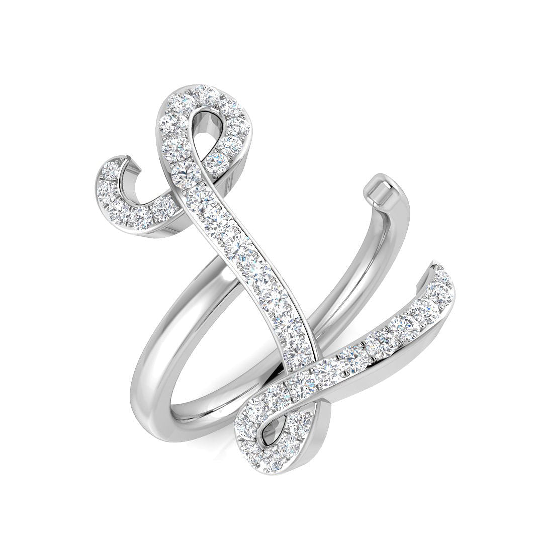 0.40 Carat Round Diamond Micro PavŽ Letter L Initial Ring