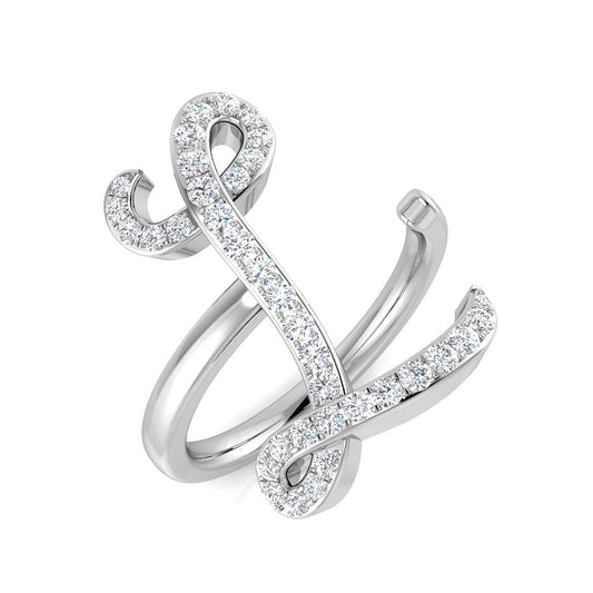 0.40 Carat Round Diamond Micro PavŽ Letter L Initial Ring