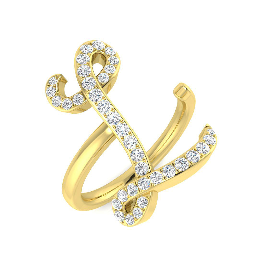 0.40 Carat Round Diamond Micro PavŽ Letter L Initial Ring