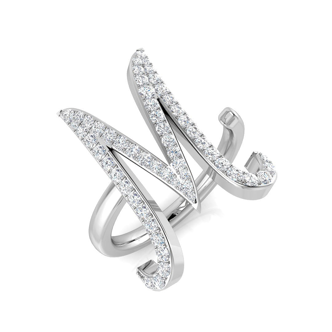 0.50 Carat Round Diamond Micro PavŽ Letter M Initial Ring