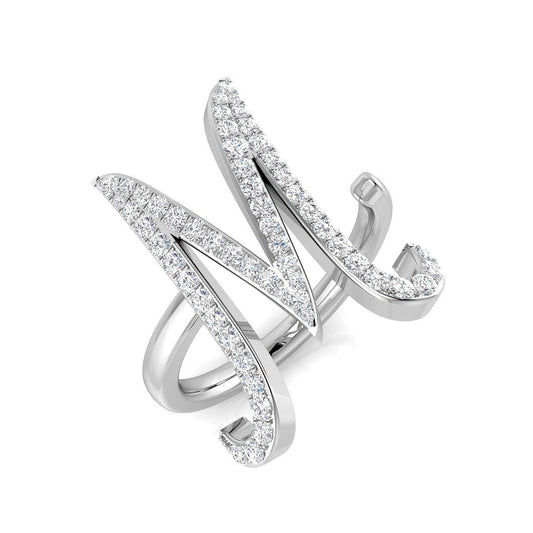 0.50 Carat Round Diamond Micro PavŽ Letter M Initial Ring