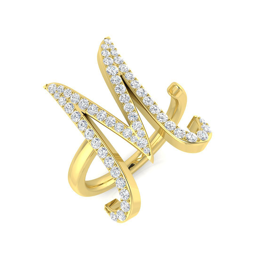 0.50 Carat Round Diamond Micro PavŽ Letter M Initial Ring