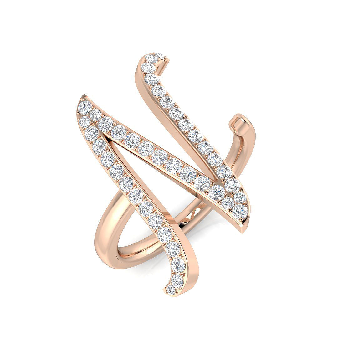 0.45 Carat Round Diamond Micro PavŽ Letter N Initial Ring