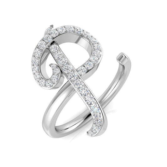 0.40 Carat Round Diamond Micro PavŽ Letter P Initial Ring