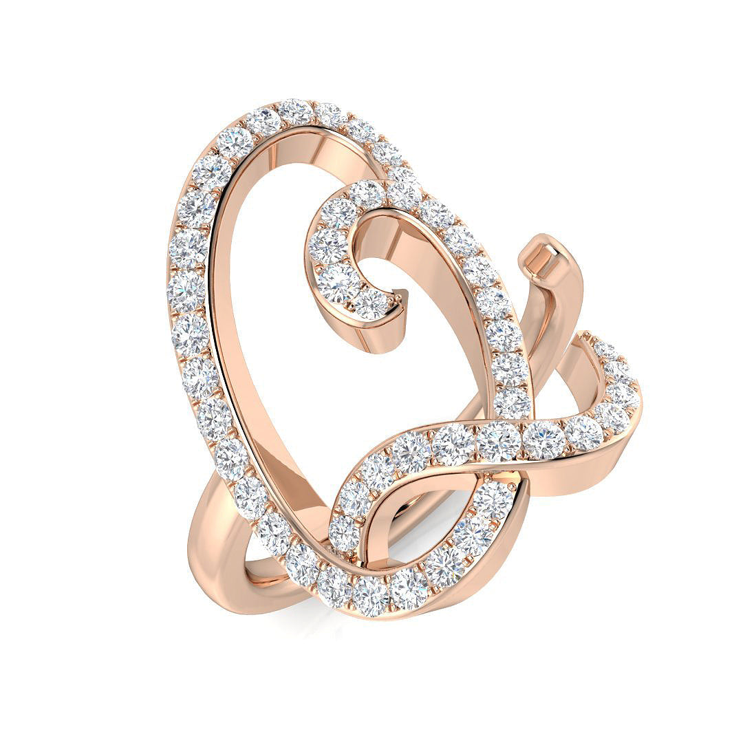 0.60 Carat Round Diamond Micro PavŽ Letter Q Initial Ring