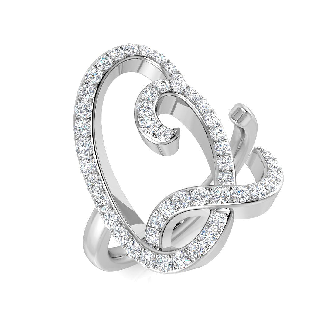 0.60 Carat Round Diamond Micro PavŽ Letter Q Initial Ring