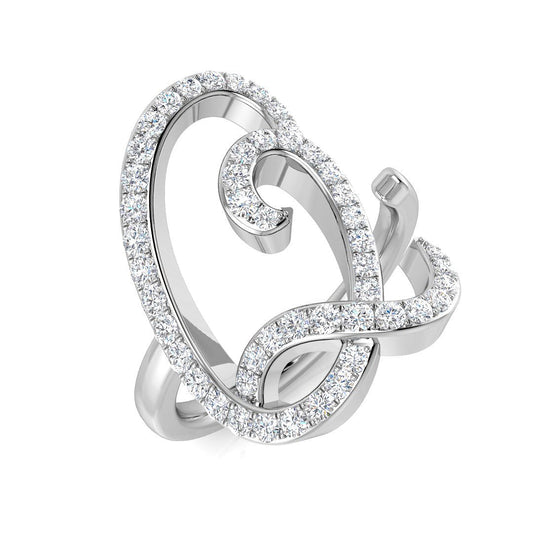 0.60 Carat Round Diamond Micro PavŽ Letter Q Initial Ring