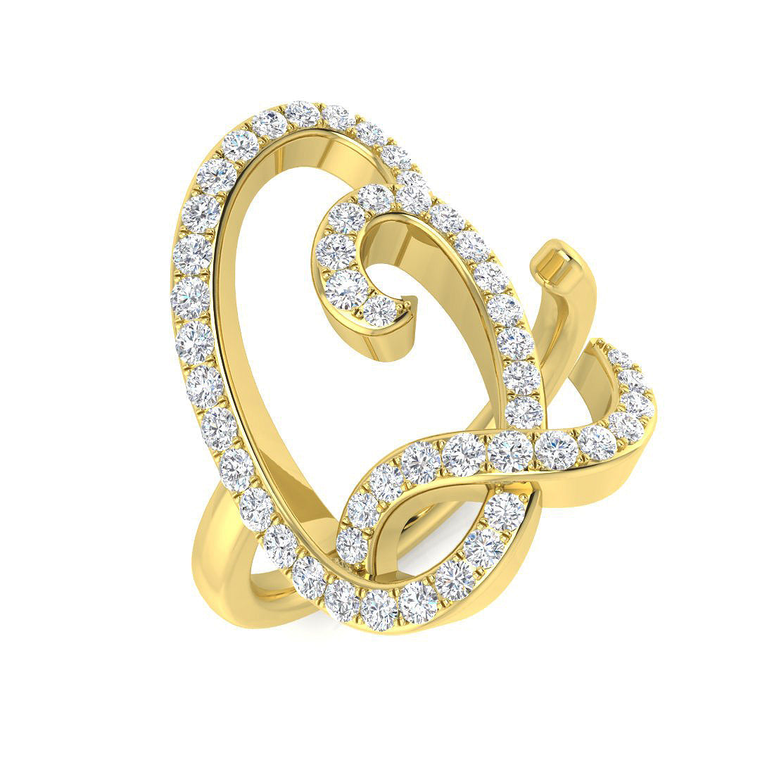 0.60 Carat Round Diamond Micro PavŽ Letter Q Initial Ring