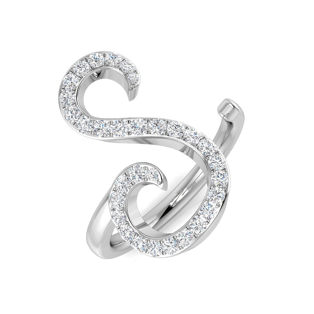 0.40 Carat Round Diamond Micro PavŽ Letter S Initial Ring