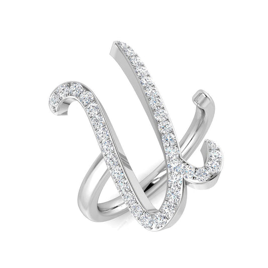 0.40 Carat Round Diamond Micro PavŽ Letter U Initial Ring