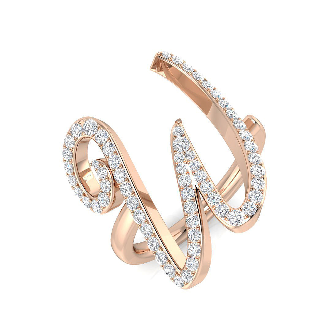0.55 Carat Round Diamond Micro PavŽ Letter W Initial Ring
