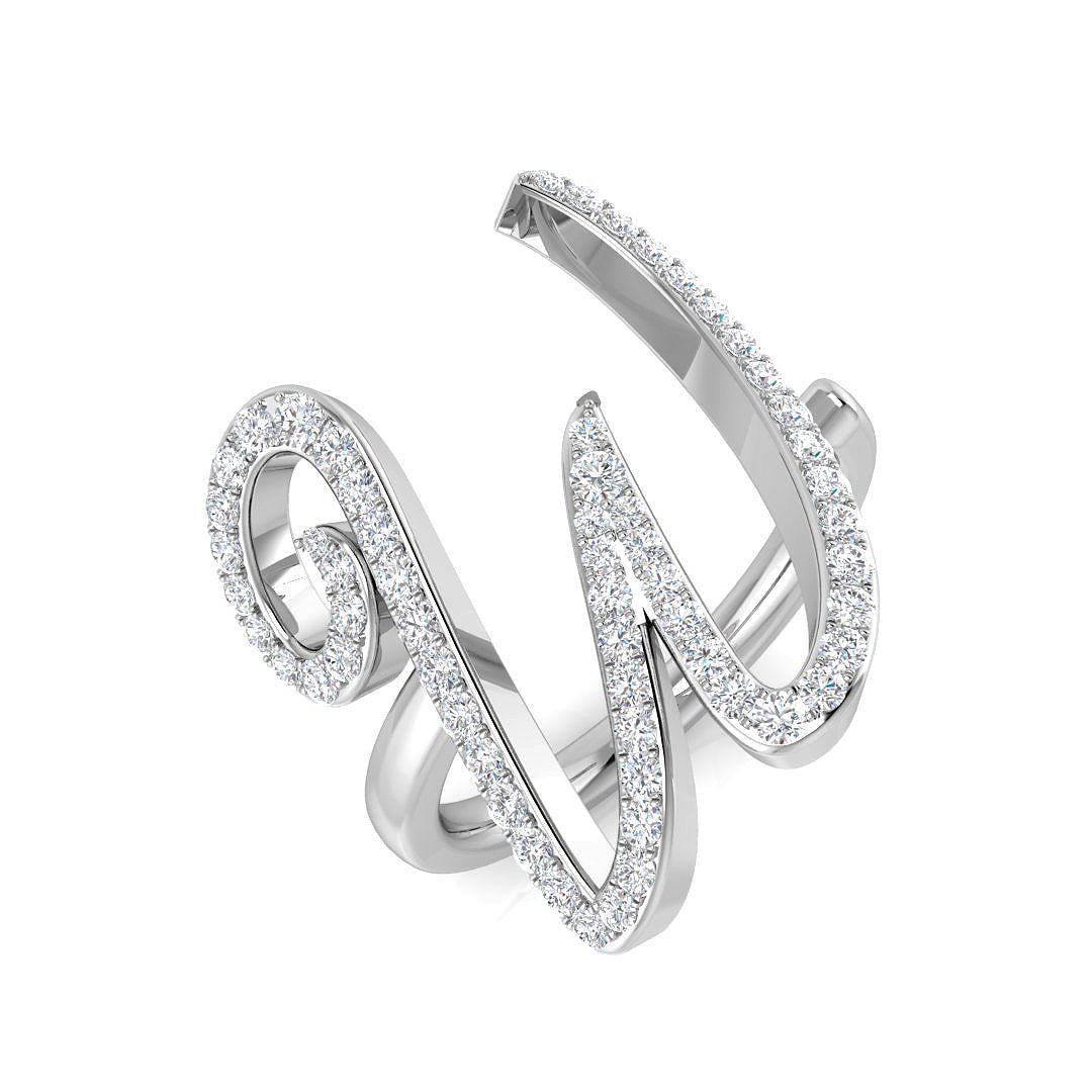 0.55 Carat Round Diamond Micro PavŽ Letter W Initial Ring