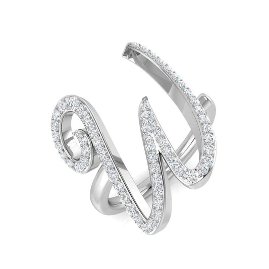 0.55 Carat Round Diamond Micro PavŽ Letter W Initial Ring