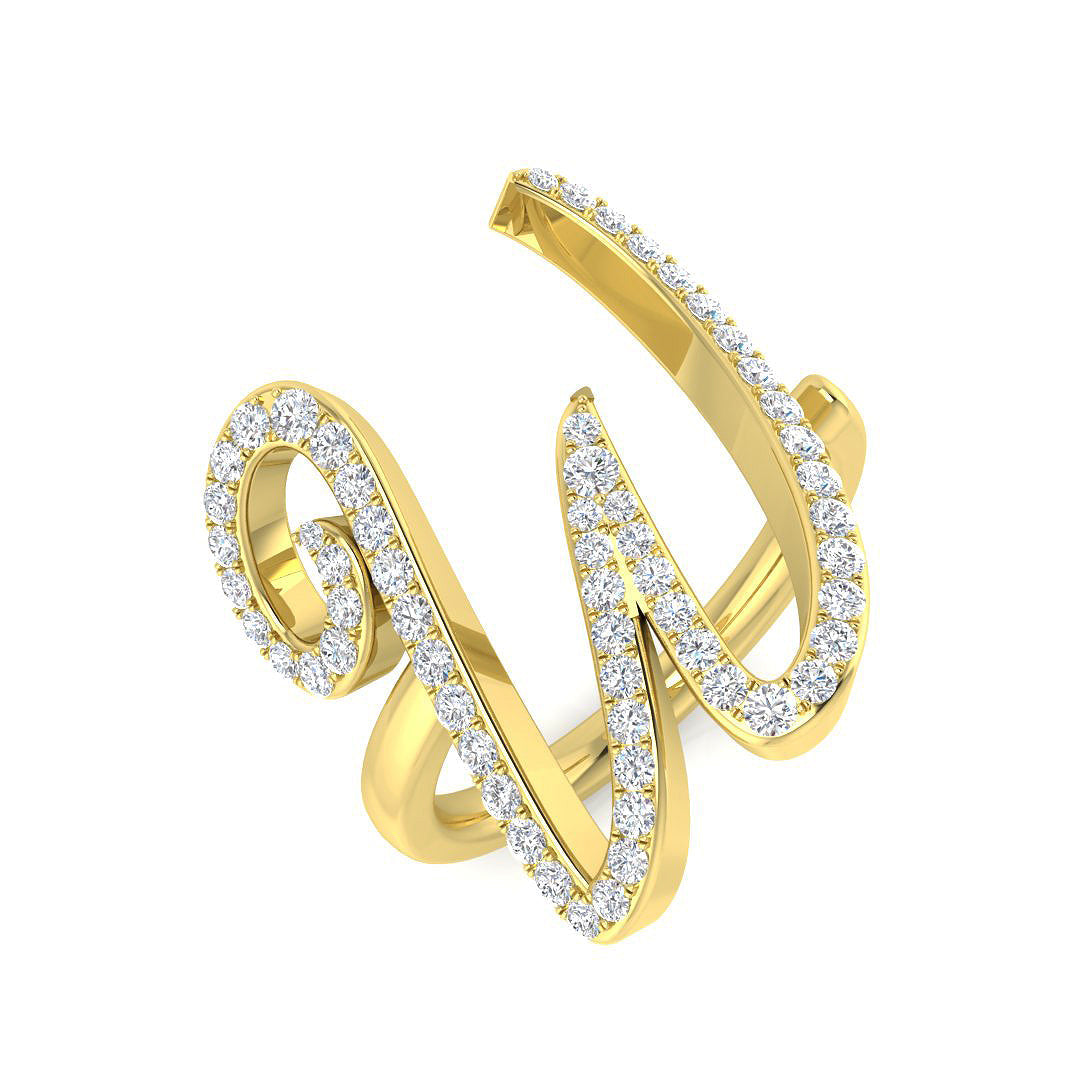 0.55 Carat Round Diamond Micro PavŽ Letter W Initial Ring