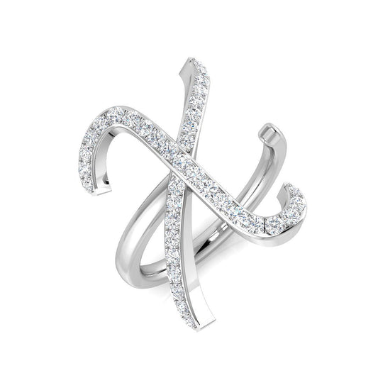 0.45 Carat Round Diamond Micro PavŽ Letter X Initial Ring