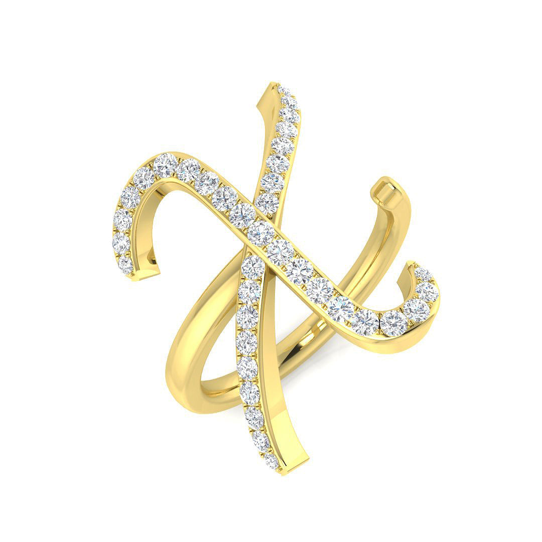 0.45 Carat Round Diamond Micro PavŽ Letter X Initial Ring