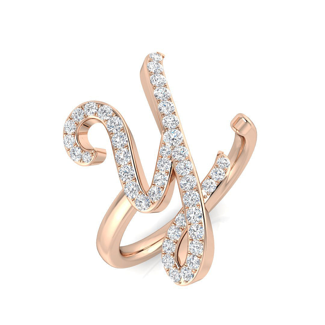 0.45 Carat Round Diamond Micro PavŽ Letter Y Initial Ring