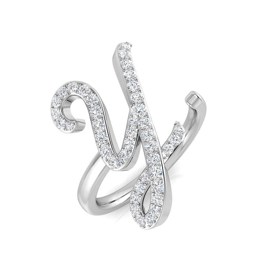 0.45 Carat Round Diamond Micro PavŽ Letter Y Initial Ring