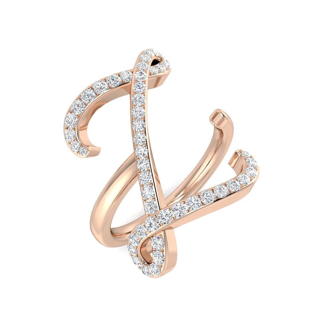 0.50 Carat Round Diamond Micro PavŽ Letter Z Initial Ring