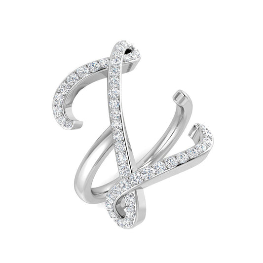 0.50 Carat Round Diamond Micro PavŽ Letter Z Initial Ring