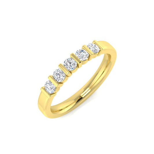 0.32ct Lab-Grown Round Cut D/VVS Diamond Bar Set Half Eternity Ring.