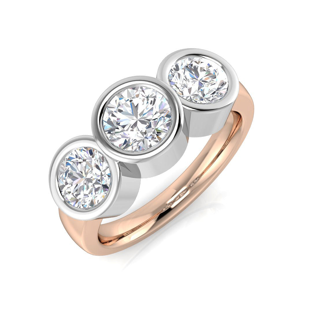 0.50-2.00ct Lab Grown D/VVS Round Cut Diamond 3-Stone Ring