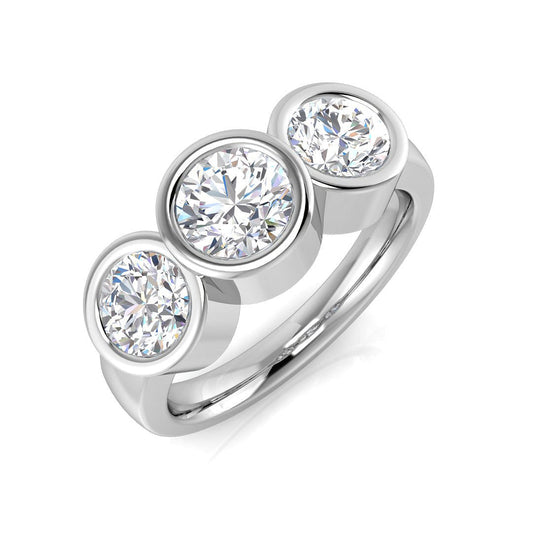 0.50-2.00ct Lab Grown D/VVS Round Cut Diamond 3-Stone Ring