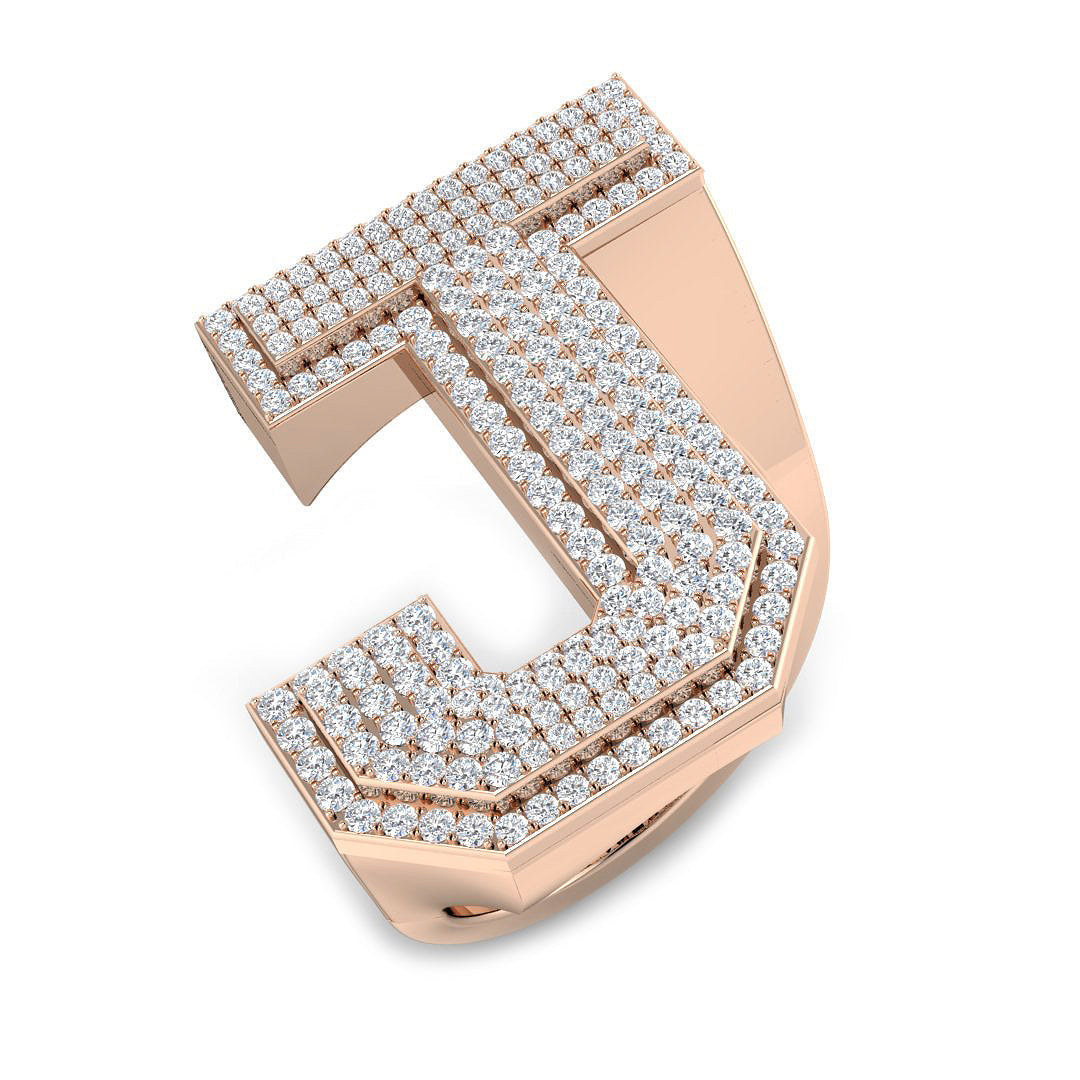 1.08 Carat Round Diamond Block Letter J Cluster PavŽ Statement Initial Ring