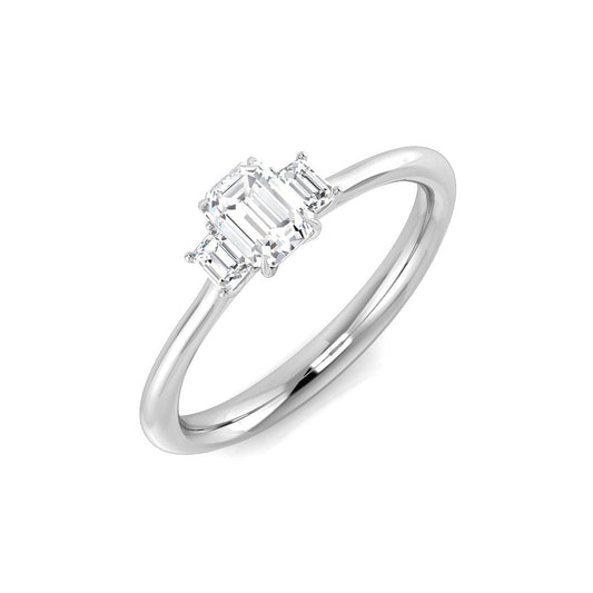 3.00-ct Lab Grown D/VVS Emerald Cut Diamond Trilogy Ring