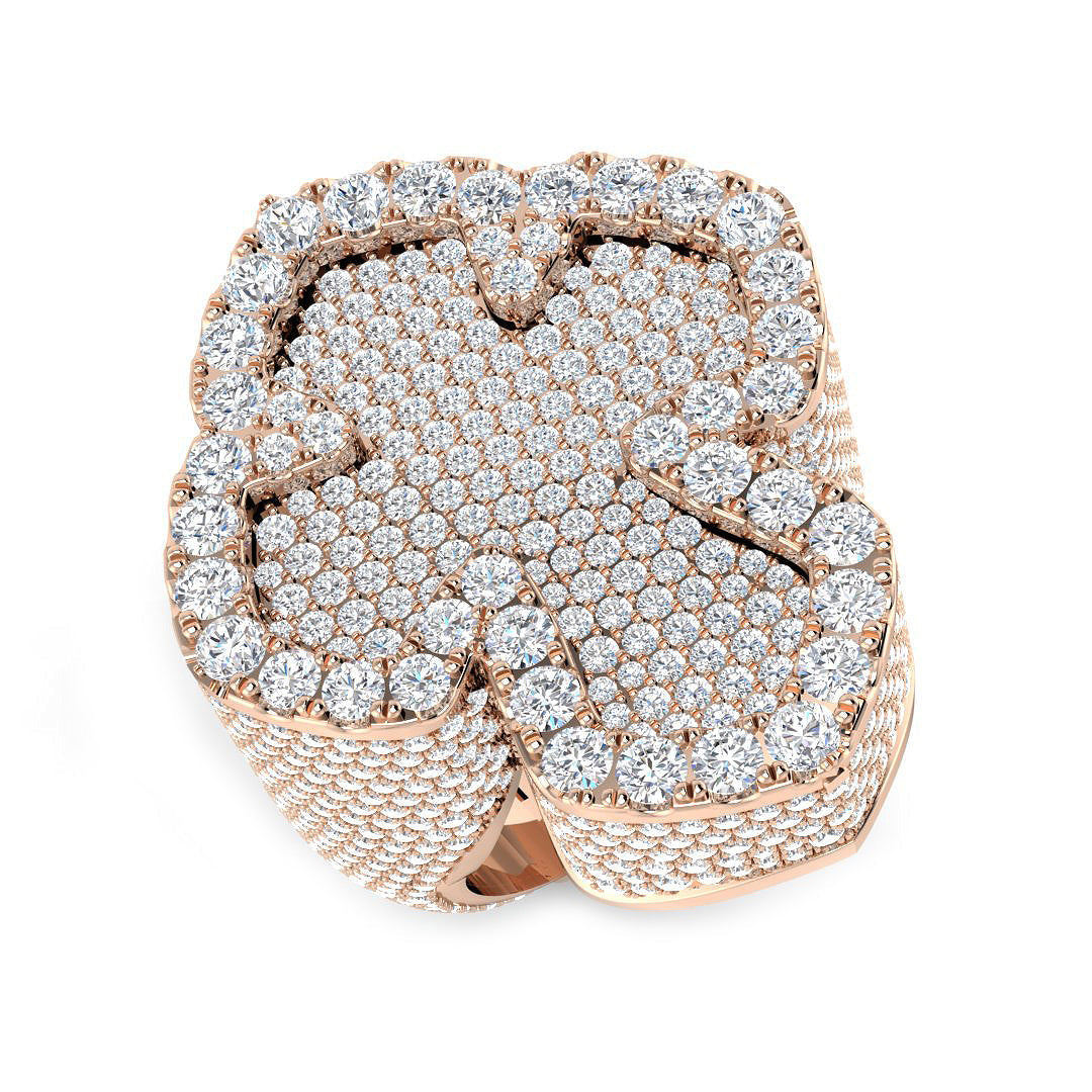 7.05 Carat Round Diamond Cluster PavŽ Setting Cross-Shaped Ring