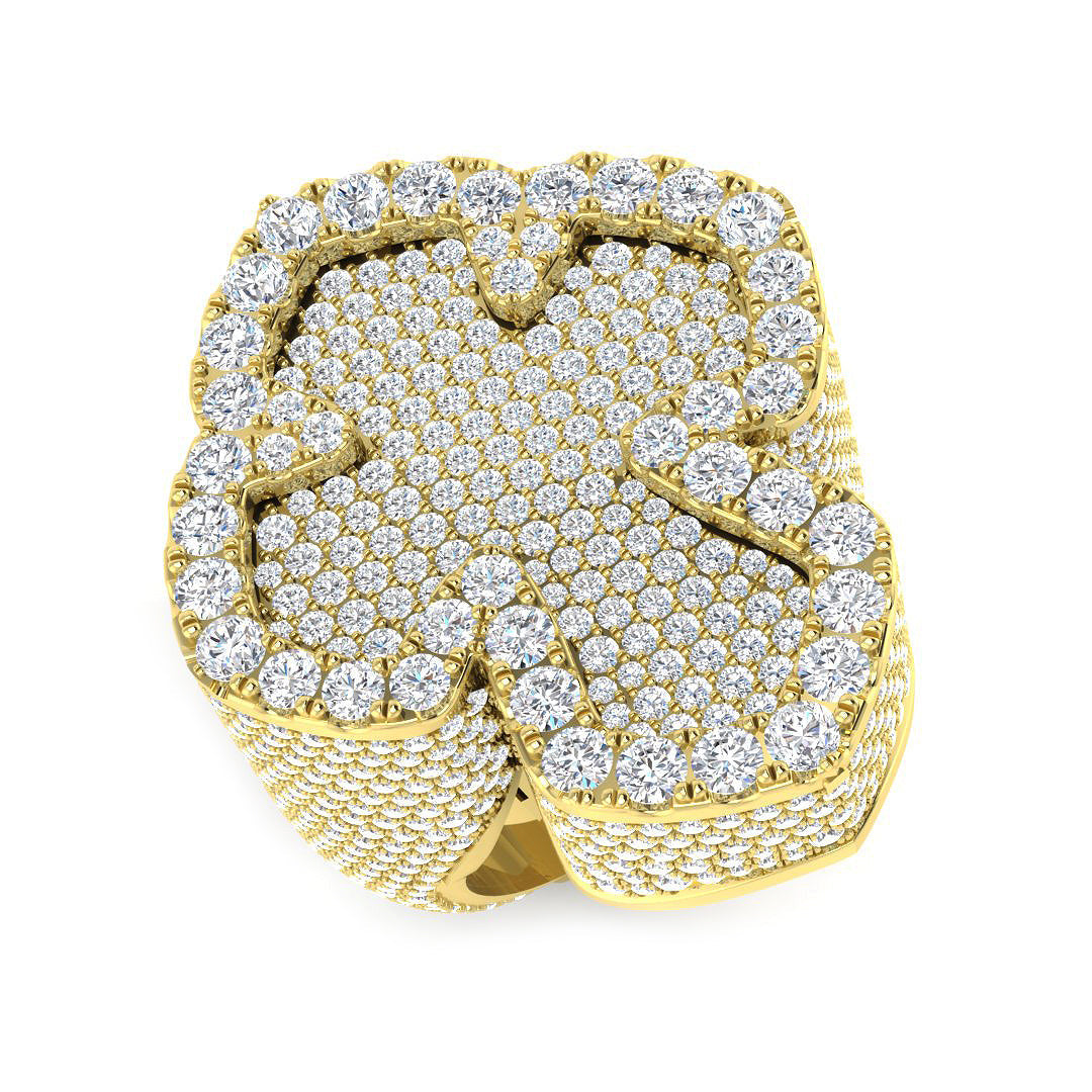 7.05 Carat Round Diamond Cluster PavŽ Setting Cross-Shaped Ring