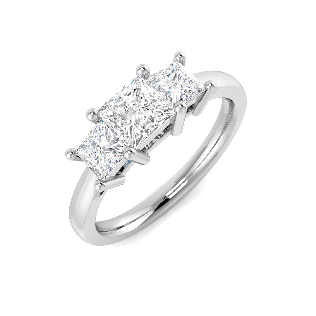 1.00ct Lab Grown D/VVS Princess Cut Diamond 3 Stone Ring