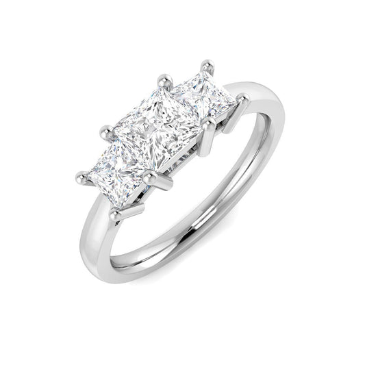 1.00ct Lab Grown D/VVS Princess Cut Diamond 3 Stone Ring