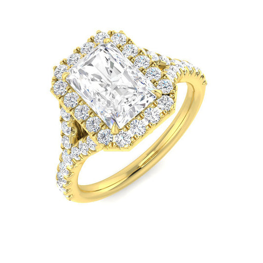 Lab Grown Round & Radiant Cut Diamond Engagement Ring