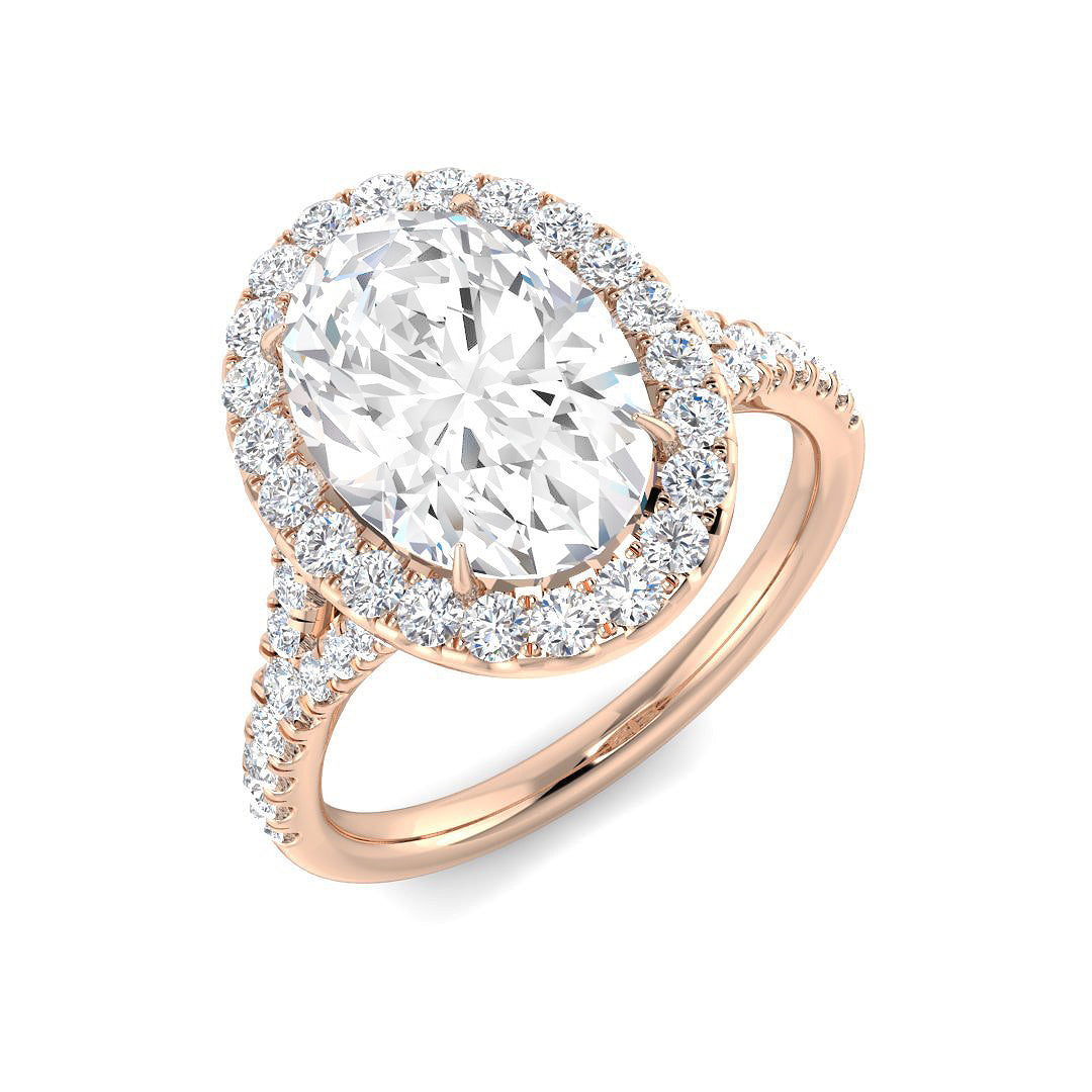 Lab Grown Round & Oval Cut Diamond Halo Engagement Ring