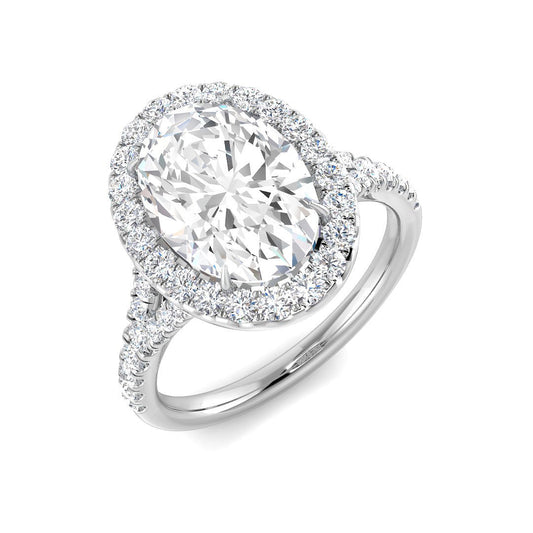 Lab Grown Round & Oval Cut Diamond Halo Engagement Ring