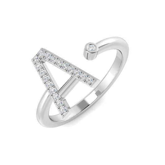 0.11 Carat Round Diamond Micro PavŽ & Bezel Letter A Initial Ring