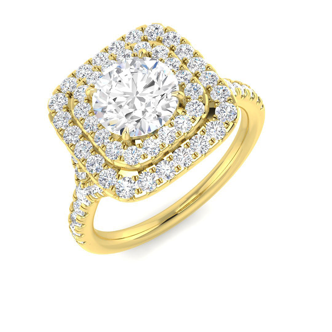 Lab Grown Round Cut Diamond Halo Engagement Ring