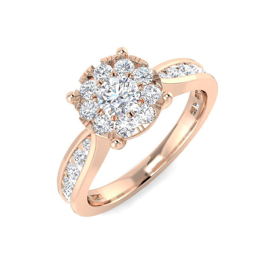 Natural Round Cut Diamond Cluster Engagement Ring