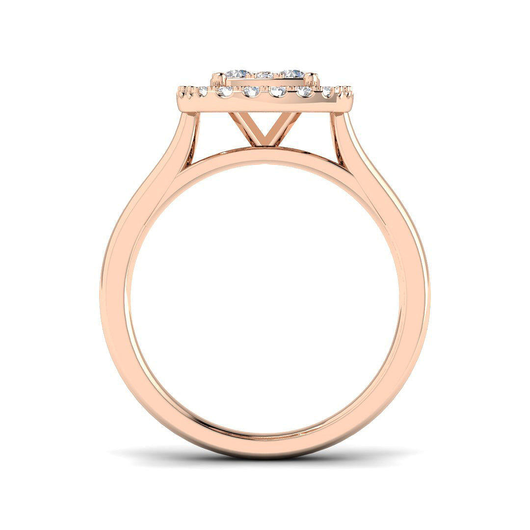 Natural Round Cut Diamond Cluster Engagement Cushion Shape Ring