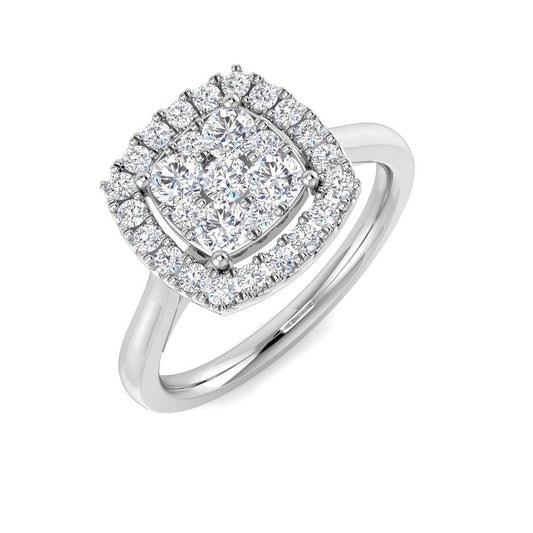 Natural Round Cut Diamond Cluster Engagement Cushion Shape Ring